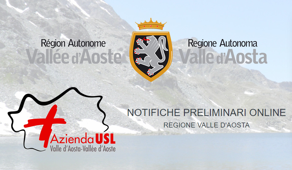 Notifica Preliminare Valle d'Aosta - Link alla pagina di login del sito regionale